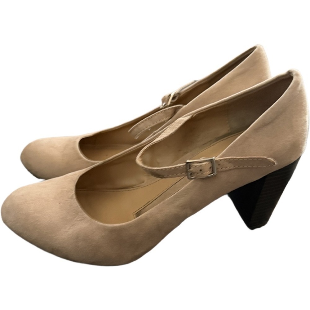 New Directions Faux Suede Mary Jane Strap Heels Pumps Classic Timeless Size 8.5